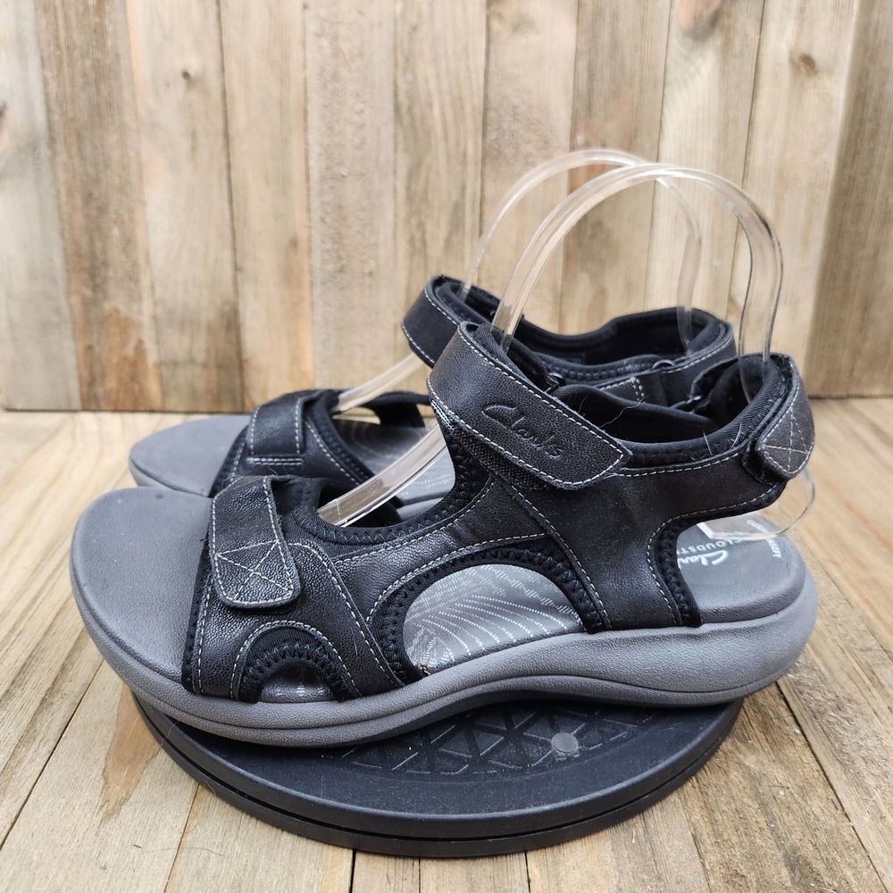 Clarks Cloudsteppers Arla Glison Sandals Women size 8 W Wide Black Walking